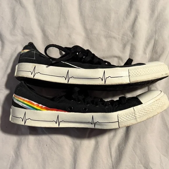 Converse Black Low-Top Canvas Sneakers Pink Floyd limited edition - Picture 2 of 3